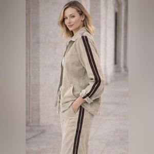 Silverbird Corduroy Track Set Tan Stripe Jacket Pants Womens M